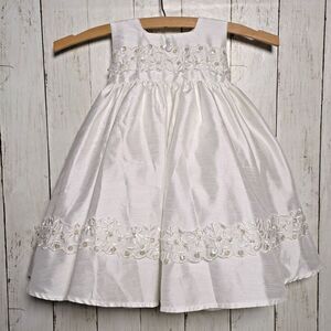 Lito Girls White Formal Dress Size Small Lace Sequin Pearl Communion